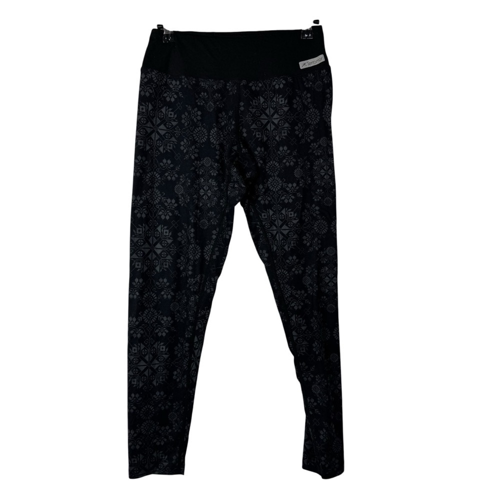 Terramar Black & Gray‎ Snow Winter Print Athletic Leggings M